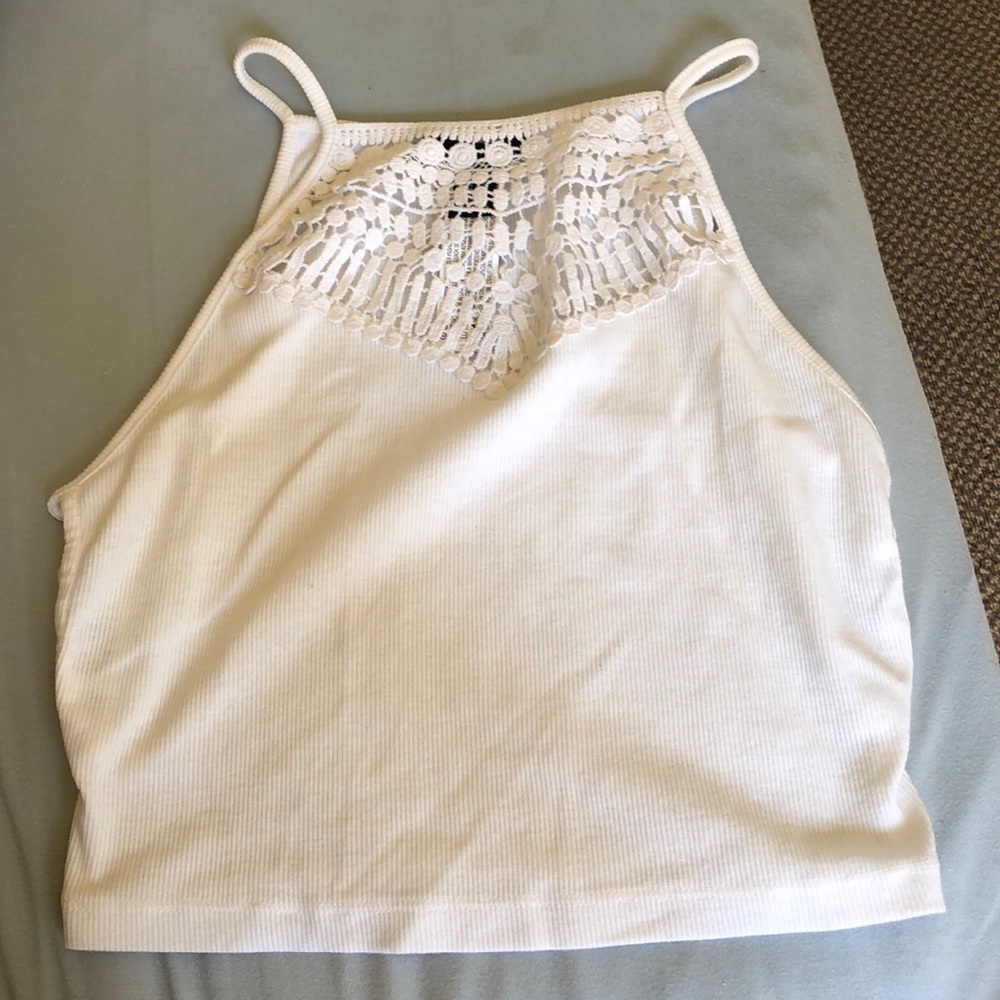 White halter crochet top